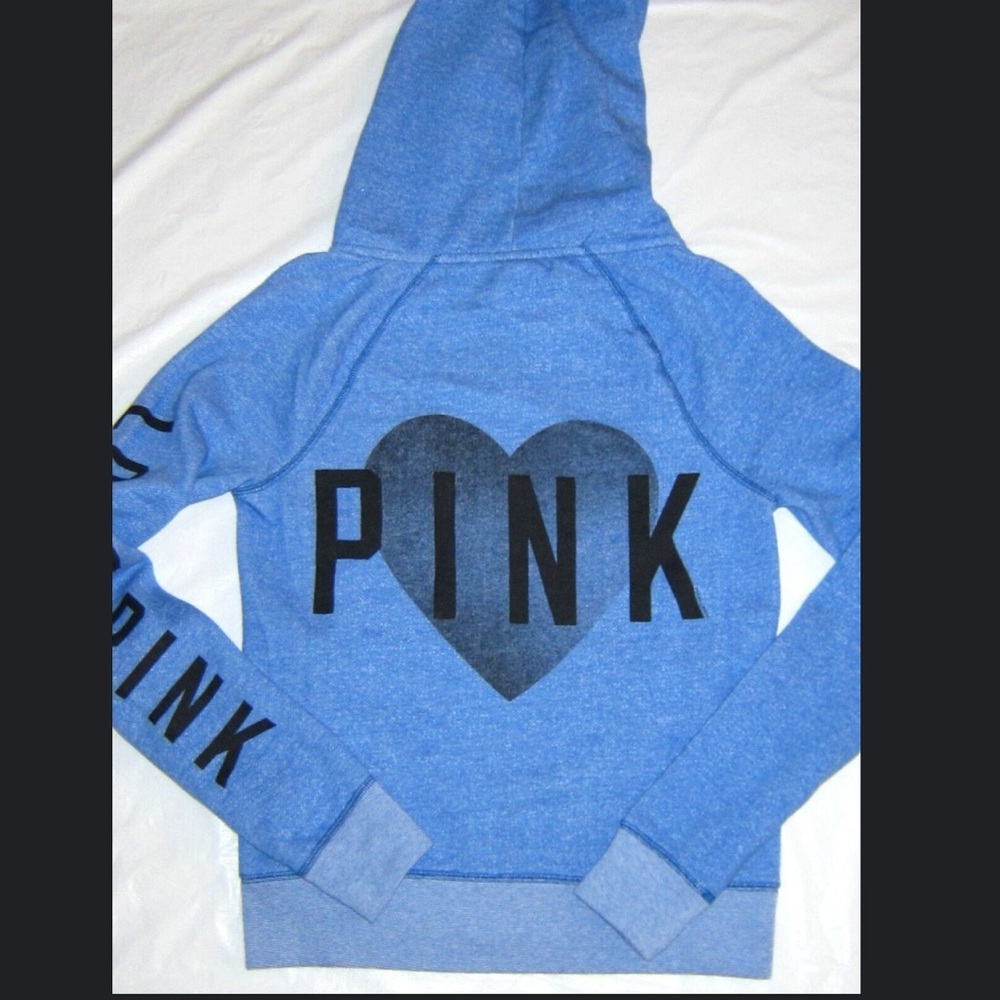 PINK Victoria's Secret Blue Hoodie with Black Heart